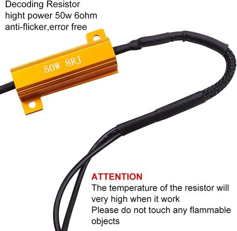 H1 H3 LED فك رموز LED أضواء الإشارة تحذير Canceller محول مكافحة وميض خطأ تحميل مجاني المقاوم (حزمة من 2) in Kuwait