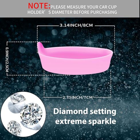 Car Cup Coaster Universal Vehicle Spill Holder Automotive Interior Accessory with Bling Rhinestone Black 2 Pack in Kuwait