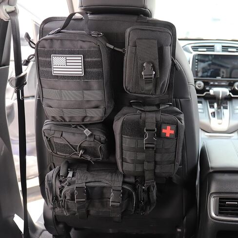 Tempsnow Tactical Seat Back Organizer with 5 Detachable Molle Pouch Universal Car Seat Back Organizer Truck Molle Seat Back Organizer in Saudi Arabia