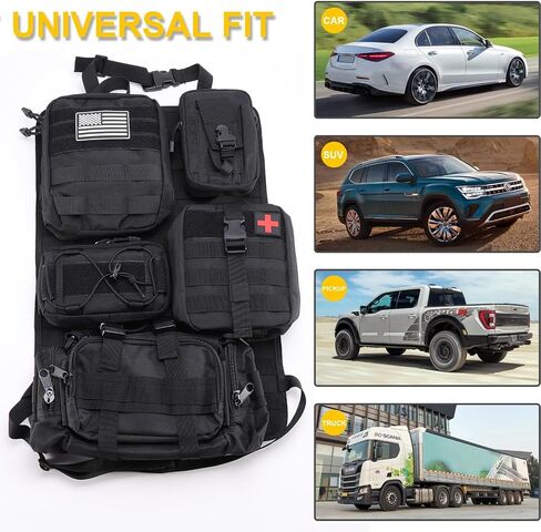 Tempsnow Tactical Seat Back Organizer with 5 Detachable Molle Pouch Universal Car Seat Back Organizer Truck Molle Seat Back Organizer in Saudi Arabia