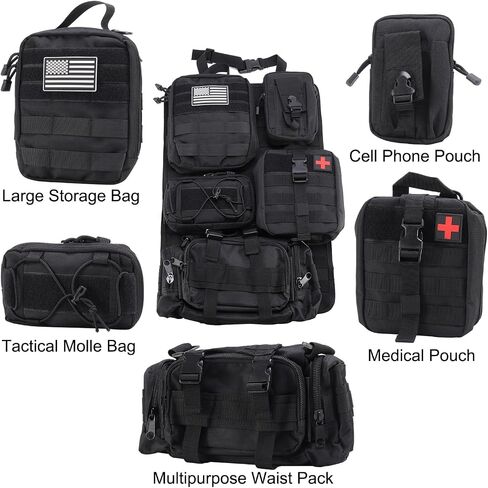 Tempsnow Tactical Seat Back Organizer with 5 Detachable Molle Pouch Universal Car Seat Back Organizer Truck Molle Seat Back Organizer in Saudi Arabia