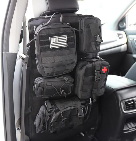 Tempsnow Tactical Seat Back Organizer with 5 Detachable Molle Pouch Universal Car Seat Back Organizer Truck Molle Seat Back Organizer in Saudi Arabia
