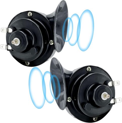 بوق قطار عالي للغاية 300 ديسيبل، زوج واحد مقاوم للماء 12 فولت صوت هائج مزدوج البوق للسيارة والدراجات النارية والشاحنات والدراجة والقارب (اسود) in Kuwait