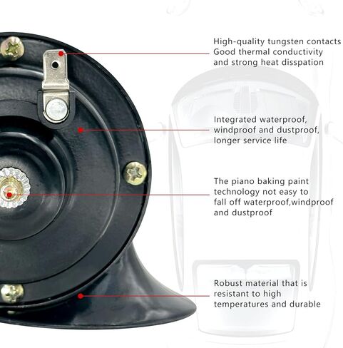 بوق قطار عالي للغاية 300 ديسيبل، زوج واحد مقاوم للماء 12 فولت صوت هائج مزدوج البوق للسيارة والدراجات النارية والشاحنات والدراجة والقارب (اسود) in Kuwait
