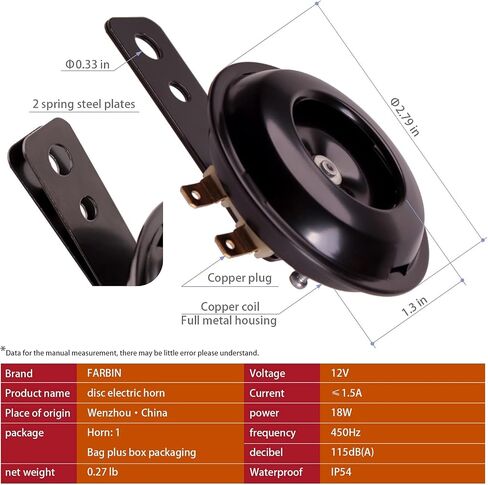 FARBIN ATV Horn Kit with Rocker Switch Led Light and Harness, Compatible with ATV, UTV, RZR, Side by Side, Dune Buggy, Sportsman, Sand Rail, Commander, Kawasaki Teryx, Yamaha Rhino etc. in Kuwait