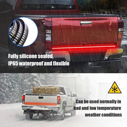 Tailgate Light Bar 48" LED, IP65 Double Row LED Strip with Red Running Brake White Reverse Red Turning Signals Lights, Universal Rear Light Bar for Pickup Trailer SUV RV Van (White&Red) in Kuwait