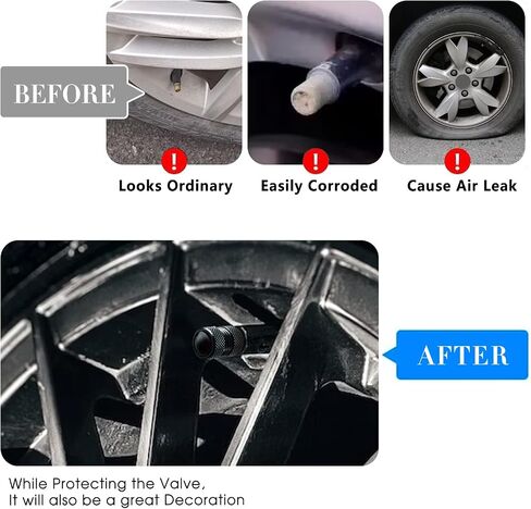 4PCS Tire Valve Stem Caps, Aluminum Tire Valve Cap Set, Universal Stem Covers for Cars Trucks Motorcycles SUVs and Bikes in Saudi Arabia
