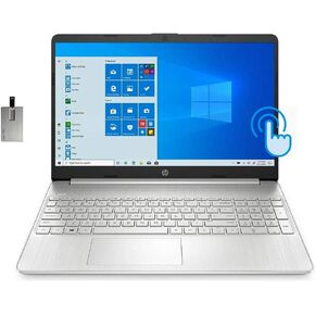 2021 HP 15.6" HD Touchscreen Laptop Computer, AMD Ryzen 7-4700U Processor, 32GB RAM, 2TB SSD, HD Audio, HD Webcam, AMD Radeon Graphics, Bluetooth, HDMI, Windows 10, Silver, 32GB SnowBell USB Card in Kuwait