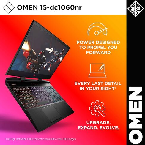 OMEN by HP 2019 15-inch Gaming Laptop, 9th Gen Intel i7-9750H, NVIDIA GeForce RTX 2070 with Max-Q (8 GB), 16 GB RAM, 512 GB Solid-State Drive, VR Ready, Windows 10 Home (15-dc1060nr, Shadow Black) in Kuwait