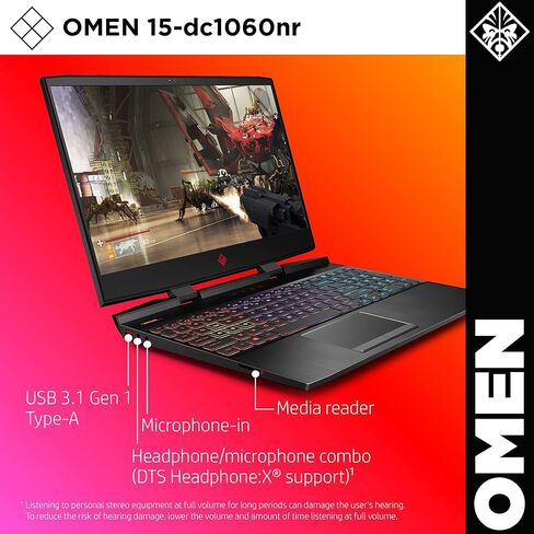 OMEN by HP 2019 15-inch Gaming Laptop, 9th Gen Intel i7-9750H, NVIDIA GeForce RTX 2070 with Max-Q (8 GB), 16 GB RAM, 512 GB Solid-State Drive, VR Ready, Windows 10 Home (15-dc1060nr, Shadow Black) in Kuwait
