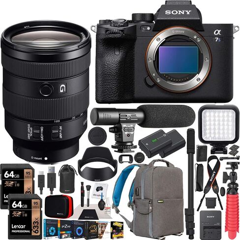 Sony a7S III Full Frame Mirrorless Camera Body FE 24-105mm F4 G OSS Zoom Lens SEL24105G ILCE-7SM3/B Bundle with Deco Gear Photography Backpack Case, Software and Accessories in Kuwait