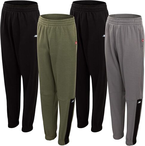 New Balance Boys’ Active Sweatpants – 4 Pack Performance Fleece Jogger Sweatpants for Boys – Jogger Pants with Pockets (8-20) in Saudi Arabia