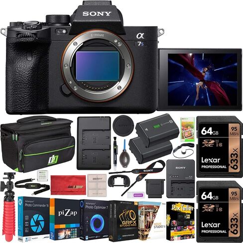 Sony a7s III ILCE-7SM3/B Mirrorless Digital Camera with 35mm Full-Frame Image Sensor Body Double Battery Bundle Including Deco Gear Carry Case + 2X 64GB Memory Card (128GB Total) and Kit Accessories in Saudi Arabia