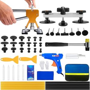 ZEUSFIRE Dent Puller 52PCS Paintless Dent Removal Kit for Car, Dent Repair Kits with Golden Lifter, Bridge Puller Tool & 100W Glue Gun, Dent Remove Kit for Car Body Repair in Kuwait