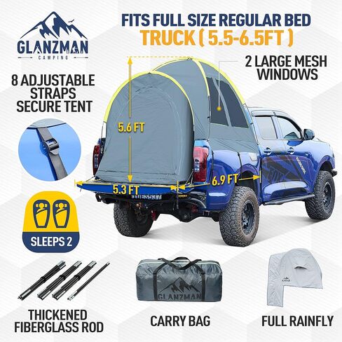 خيمة شاحنة بيك اب، مقاومة للماء PU2000 ملم بطبقة مزدوجة تتسع لشخصين in Kuwait