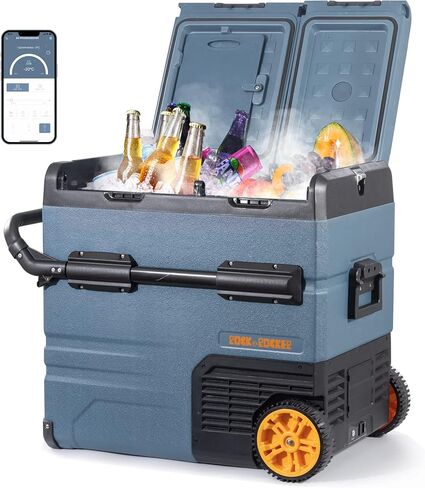 Rock&Rocker 12 Volt Car Refrigerator,59 Quart (55L) 12v Portable refrigerator,Car Fridge Freezer, -4℉-68 Car Cooler 12/24V DC and 100-240V AC for RV, Outdoor Camping APP Control in Saudi Arabia