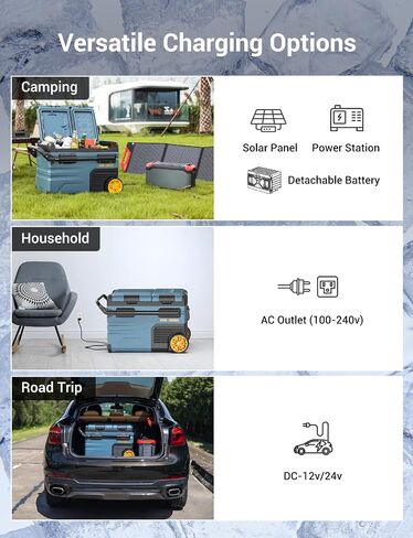Rock&Rocker 12 Volt Car Refrigerator,59 Quart (55L) 12v Portable refrigerator,Car Fridge Freezer, -4℉-68 Car Cooler 12/24V DC and 100-240V AC for RV, Outdoor Camping APP Control in Saudi Arabia