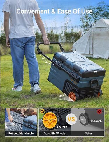 Rock&Rocker 12 Volt Car Refrigerator,59 Quart (55L) 12v Portable refrigerator,Car Fridge Freezer, -4℉-68 Car Cooler 12/24V DC and 100-240V AC for RV, Outdoor Camping APP Control in Saudi Arabia