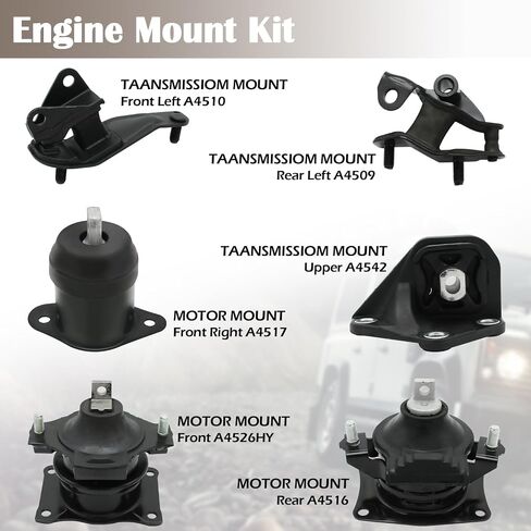 Engine Motor Mount and Trans Mounts Compatible with Honda Accord 2.4L 2003 2004 2005 2006 2007 Automatic Trans Replacement A4509 A4510 A4516 A4517 A4526HY A4542 in Saudi Arabia