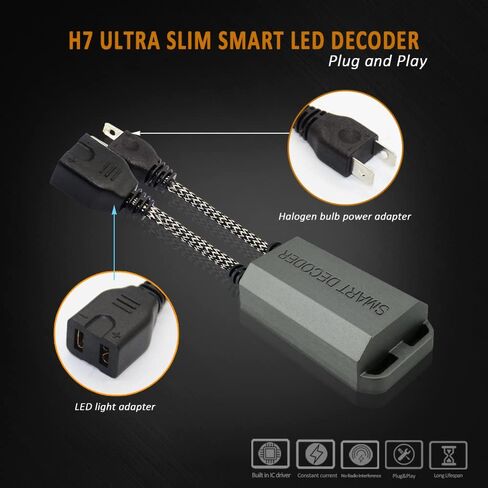 دي-لومينا حزام فك تشفير كانباص LED H7 مضاد للوميض للمصابيح الامامية، مقاوم للمصابيح الامامية، مقاوم للمصابيح، مقاوم للمكثفات التحذيرية LED (زوج واحد) in Saudi Arabia