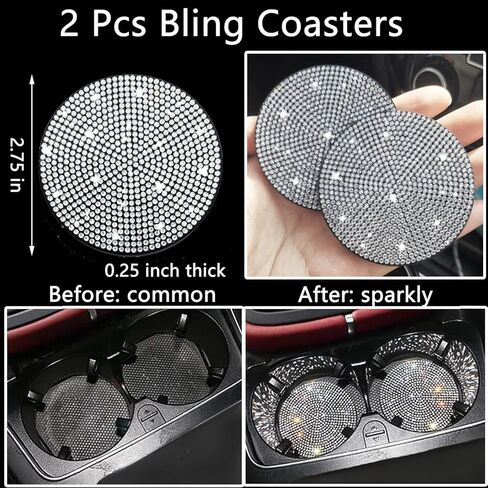 مجموعة إكسسوارات السيارة بلينغ 29 قطعة للنساء، زخرفة منفذ تهوية السيارة بلينغ، أغطية حزام الأمان بلينغ، غطاء فرامل اليد بلينغ، غطاء تروس السيارة بلينغ، شاحن سيارة بلينغ، قواعد السيارة بلينغ (أبيض) in Kuwait