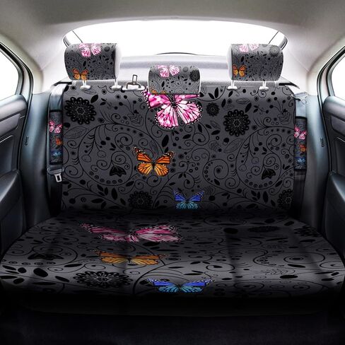 22 Pcs Butterfly Car Seat Covers for Women Butterfly Car Accessories Steering Wheel Cover Cute Butterfly Car Air Vent Clip Car Center Console Pad Cup Holder Seat Belt Pads Keychain for Most Car in Saudi Arabia
