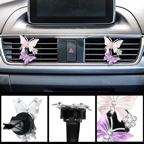 22 Pcs Butterfly Car Seat Covers for Women Butterfly Car Accessories Steering Wheel Cover Cute Butterfly Car Air Vent Clip Car Center Console Pad Cup Holder Seat Belt Pads Keychain for Most Car in Saudi Arabia