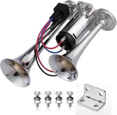 12V Train Horn Kit for Truck Car, 150DB Extended Air Horns Loud Airhorn Kit for Trucks Car Horns Loud Truck Horn Air Horn with Compressor for Truck Boat Train Horn Cars Van Ship in Kuwait