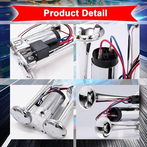 12V Train Horn Kit for Truck Car, 150DB Extended Air Horns Loud Airhorn Kit for Trucks Car Horns Loud Truck Horn Air Horn with Compressor for Truck Boat Train Horn Cars Van Ship in Kuwait