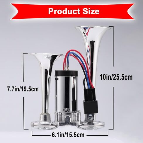 12V Train Horn Kit for Truck Car, 150DB Extended Air Horns Loud Airhorn Kit for Trucks Car Horns Loud Truck Horn Air Horn with Compressor for Truck Boat Train Horn Cars Van Ship in Kuwait