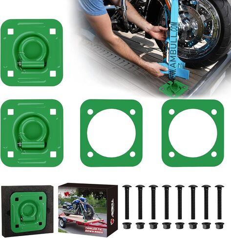 AMBULL 1/2 "D حلقة مرساة للأسفل، 2 حزمة مقطورة مربوطة للأسفل بسعة 12000 رطل، خطافات ربط المقطورة شديدة التحمل للأحمال على المقطورات والشاحنات RV Campers وشاحنات ATV وسيارات الدفع الرباعي والدراجات النارية باللون الأحمر in Kuwait