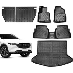 All Weather Cargo Trunk Liner & Rear Seat Backrest Mat Compatible for Mazda CX5 2017 2018 2019 2020 2021 2022 2023 2024 Accessories (Mazda CX-5 Cargo Liner+Rear Backrest Mat) in Saudi Arabia