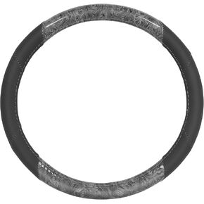 BDK BurlwoodLux Wood Grain and PU Leather Beige Steering Wheel Cover - Sport Grip for Car Auto SUV Trucks