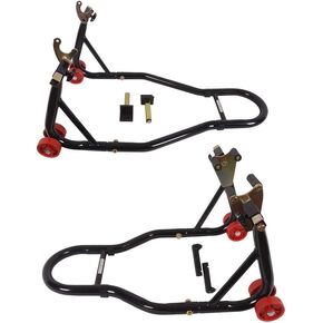 MOTO4U Motorcycle Front & Rear Stand, Front Rear Combo Stand Universal Wheel Lift Stand Swingarm Spool Lift Stand Paddock Stand (Big Wheel)