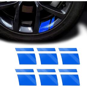 Pack-6 Car Reflective Stickers, Car Wheel Rim Stripe Decals, Universal Automotive Decals for 18-21 Inch Wheels Tire Rim Decoration Accessories (Blue)