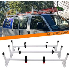 رف سلم سقف MELIPRON مناسب لسيارة Ford Econoline E150 250 350 رفوف البضائع الفولاذية 3 قضبان (سعة تحميل 750 رطل) in Kuwait