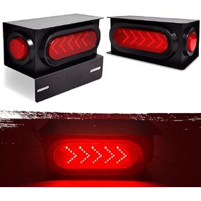 2Pcs Steel LED Trailer Light Kit with Arrow Turn Signals - 6" Oval LED Trailer Tail Lights and 2" Round LED Side Marker Lights with Grommet Wire Connectors, Easy Install for Trailer, RV, Camper
