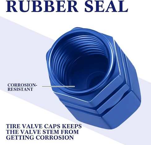 Datanly 50 Pcs Tire Valve Stem Caps Hexagon Tire Valve Caps for Car Tires Universal Heavy Duty Stem Covers for Car Leak Proof Aluminum Alloy Stem Cover, Blue in Saudi Arabia