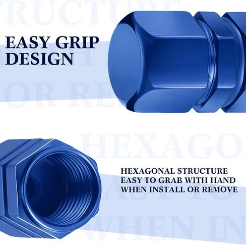 Datanly 50 Pcs Tire Valve Stem Caps Hexagon Tire Valve Caps for Car Tires Universal Heavy Duty Stem Covers for Car Leak Proof Aluminum Alloy Stem Cover, Blue in Saudi Arabia