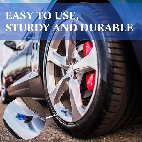 Datanly 50 Pcs Tire Valve Stem Caps Hexagon Tire Valve Caps for Car Tires Universal Heavy Duty Stem Covers for Car Leak Proof Aluminum Alloy Stem Cover, Blue in Saudi Arabia