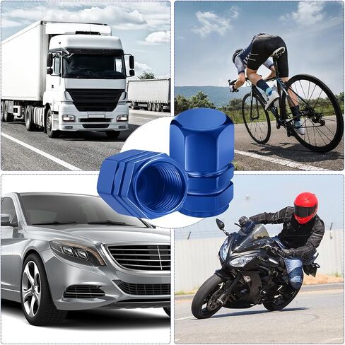 Datanly 50 Pcs Tire Valve Stem Caps Hexagon Tire Valve Caps for Car Tires Universal Heavy Duty Stem Covers for Car Leak Proof Aluminum Alloy Stem Cover, Blue in Saudi Arabia