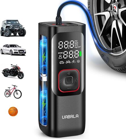 ضاغط هواء محمول لنفخ الاطارات من يوابرلا، مضخة اطارات لاسلكية 160 باوند لكل انش مربع مع مقياس ضغط، مضخة هواء كهربائية أسرع مرتين لاطارات السيارات والدراجات النارية والكرات in Kuwait