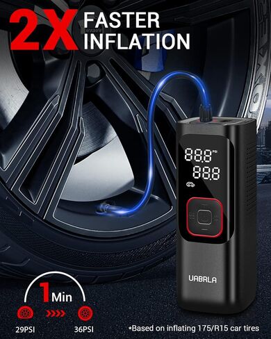 ضاغط هواء محمول لنفخ الاطارات من يوابرلا، مضخة اطارات لاسلكية 160 باوند لكل انش مربع مع مقياس ضغط، مضخة هواء كهربائية أسرع مرتين لاطارات السيارات والدراجات النارية والكرات in Kuwait