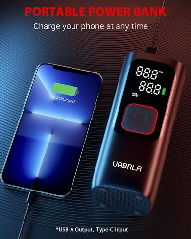 ضاغط هواء محمول لنفخ الاطارات من يوابرلا، مضخة اطارات لاسلكية 160 باوند لكل انش مربع مع مقياس ضغط، مضخة هواء كهربائية أسرع مرتين لاطارات السيارات والدراجات النارية والكرات in Kuwait