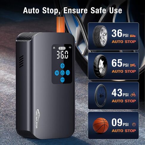 Nulksen Tire Inflator Portable Air Compressor, 150 PSI Cordless Air Pump for Car Tires with 7800mAh Battery, Tire Pump with Pressure Gauge for Car Bicycle Motorcycle Ball, Electric Bike Pump in Saudi Arabia