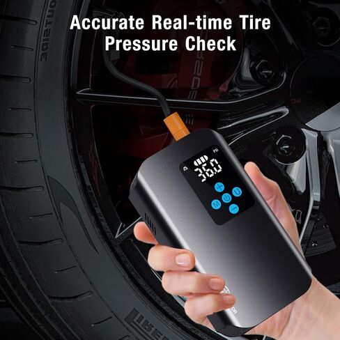 Nulksen Tire Inflator Portable Air Compressor, 150 PSI Cordless Air Pump for Car Tires with 7800mAh Battery, Tire Pump with Pressure Gauge for Car Bicycle Motorcycle Ball, Electric Bike Pump in Saudi Arabia