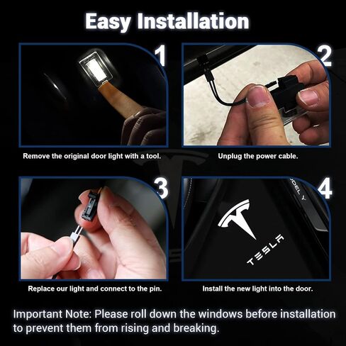 Fenler Car Door Lights Logo Projector Compatible with Tesla Model 3/S/Y/X, Ultra-Bright LED Laser Ghost Shadow Light, Welcome Puddle Lights for Accessories, Ideal Gift for Father, 4 Pack, White in Saudi Arabia