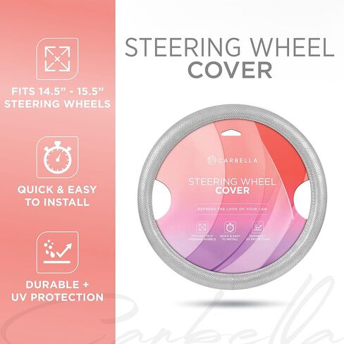 Bling Bling Glitter Diamond Leather Steering Wheel Cover with 9 Rows Crystal Rhinestones, Fits Wheels 14.5-15 inch for Women/Girls Black in Kuwait