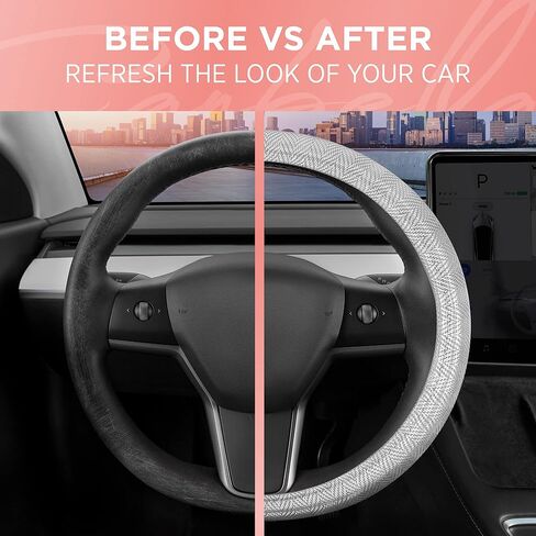 Bling Bling Glitter Diamond Leather Steering Wheel Cover with 9 Rows Crystal Rhinestones, Fits Wheels 14.5-15 inch for Women/Girls Black in Kuwait