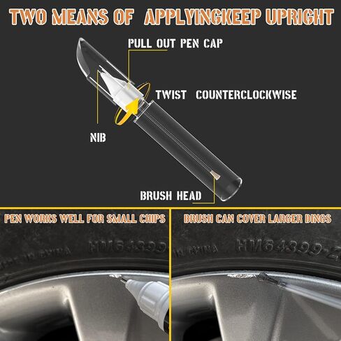 طلاء MCTRHG ذو حافة فضية، لون عالمي لطلاء الحافات، طلاء اثنتين في عجلة واحدة للخدوش والرقائق والطفح الجلدي والأضرار السطحية، سريع وسهل in Kuwait